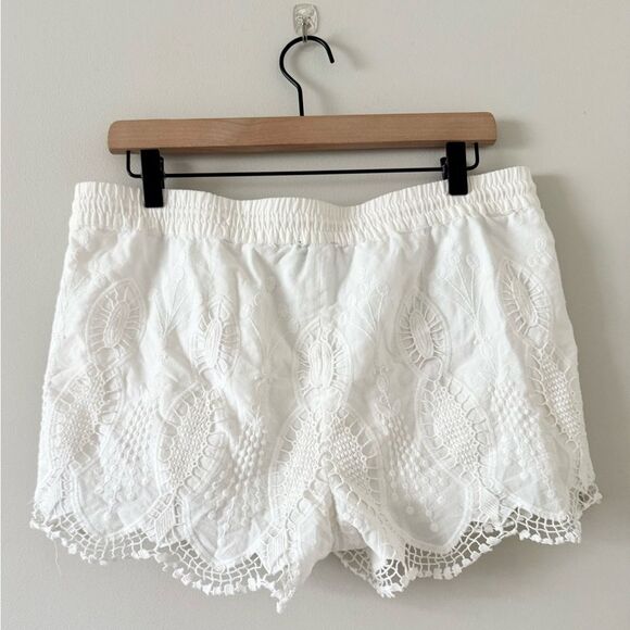 LOFT Cotton Lace Shorts Elastic Drawstring Waist in White Size M - Picture 3 of 5